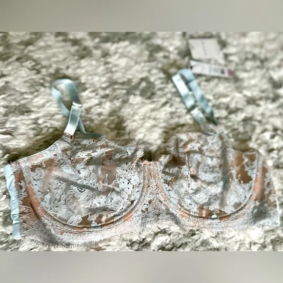 ‼️RARE‼️🎸Skarlett Blue x Intimately🎸🔥NWT🔥Entice Balconette Bra in Mist—36D